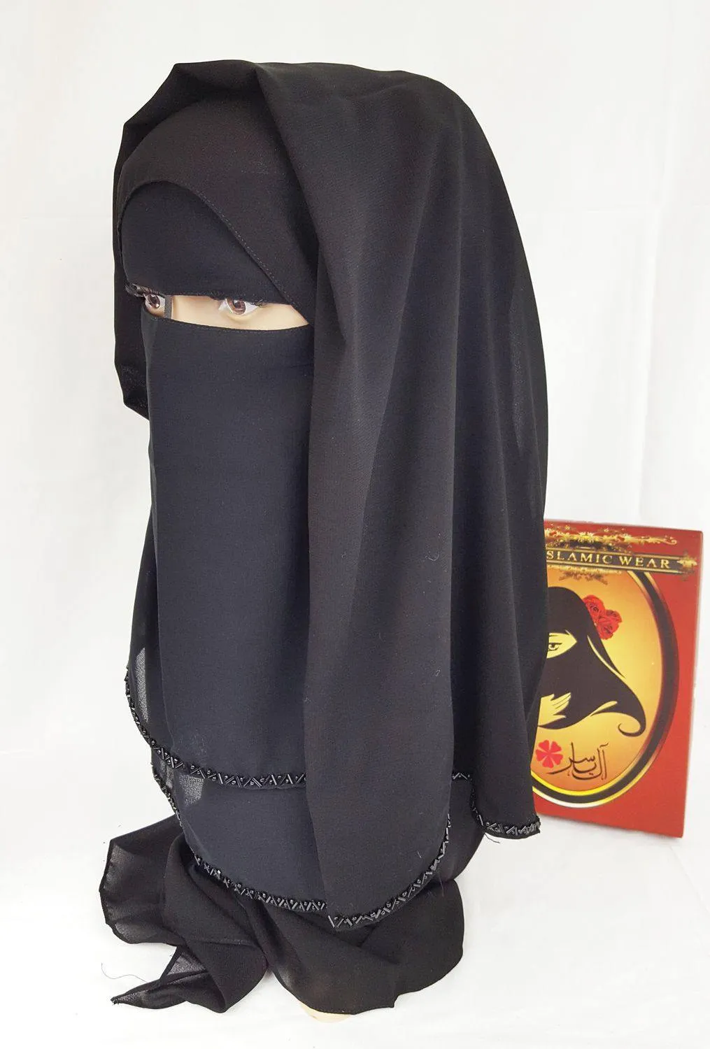 Premium Quality Women 2-PCS Black Niqab Scarf Set Collection