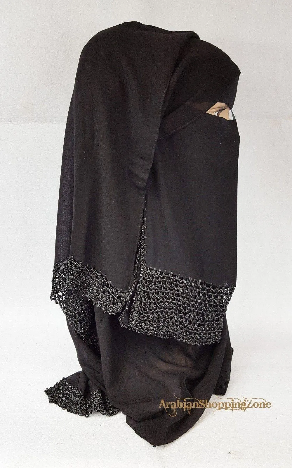 Premium Quality Women 2-PCS Black Niqab Scarf Set Collection