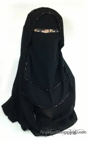 Premium Quality Women 2-PCS Black Niqab Scarf Set Collection