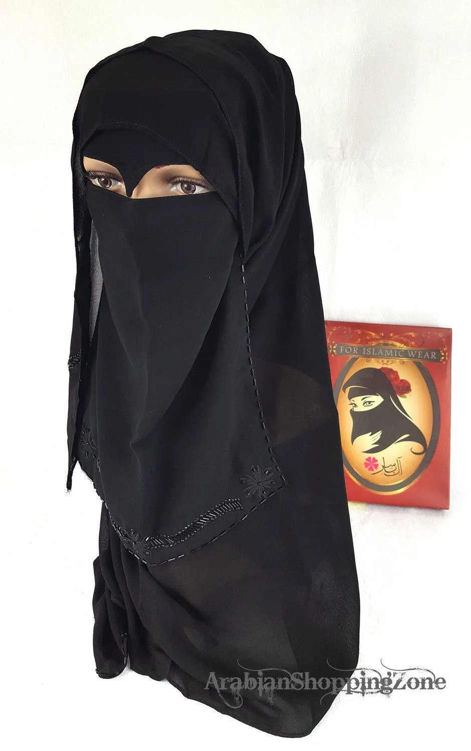 Premium Quality Women 2-PCS Black Niqab Scarf Set Collection
