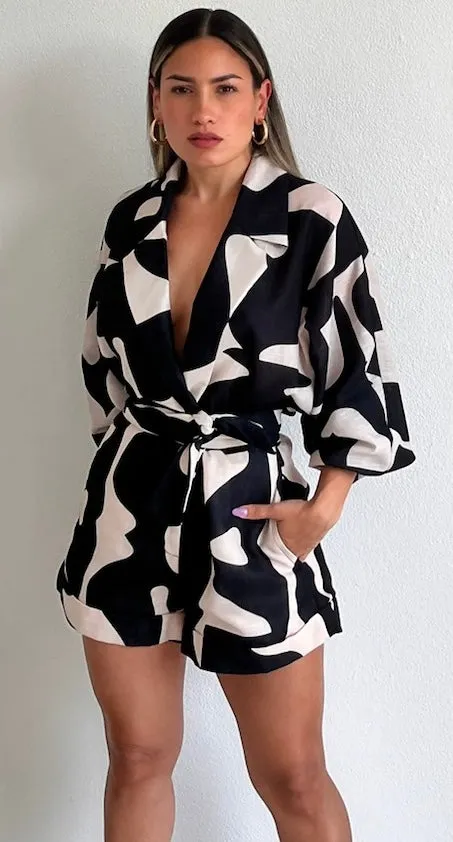 Pretty Perception Abstract Print Romper