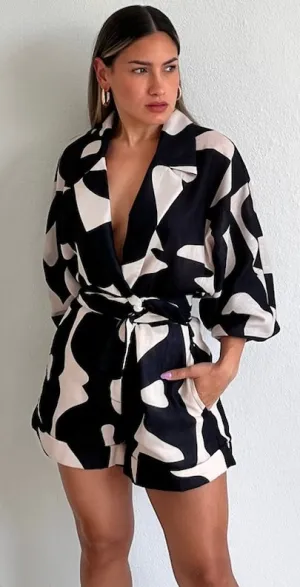 Pretty Perception Abstract Print Romper