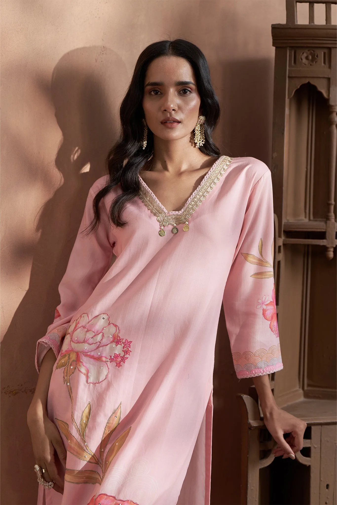 Printed Pink Kurta Set