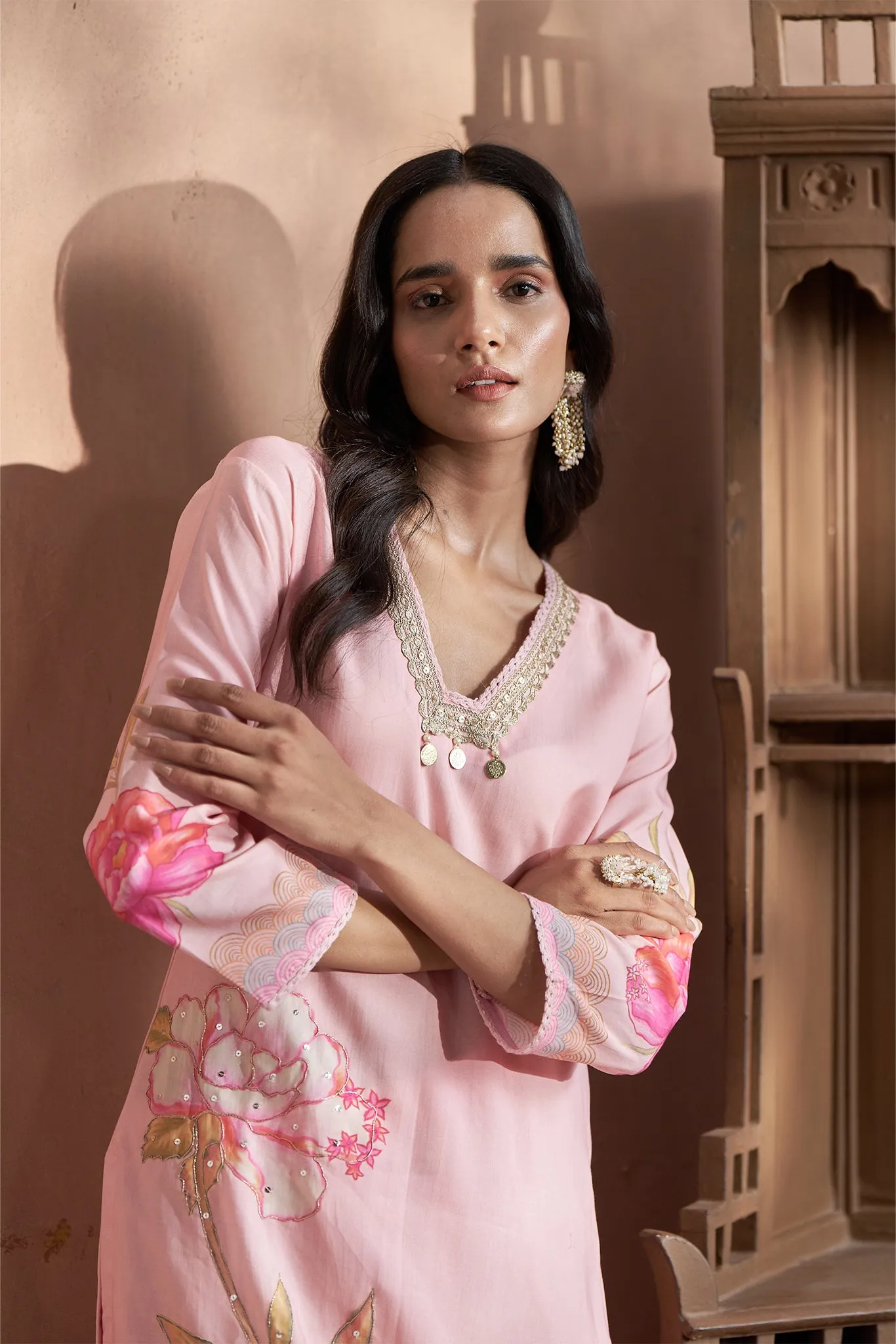 Printed Pink Kurta Set