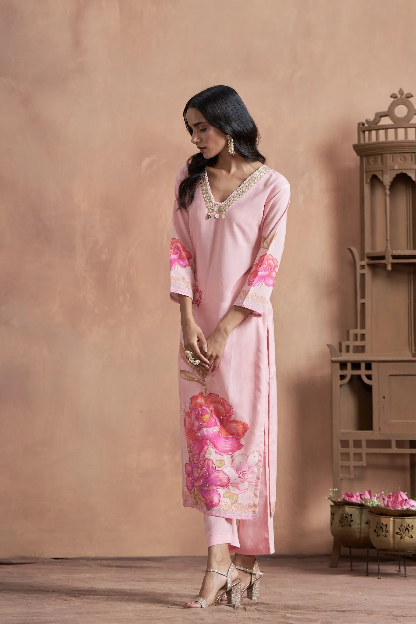 Printed Pink Kurta Set