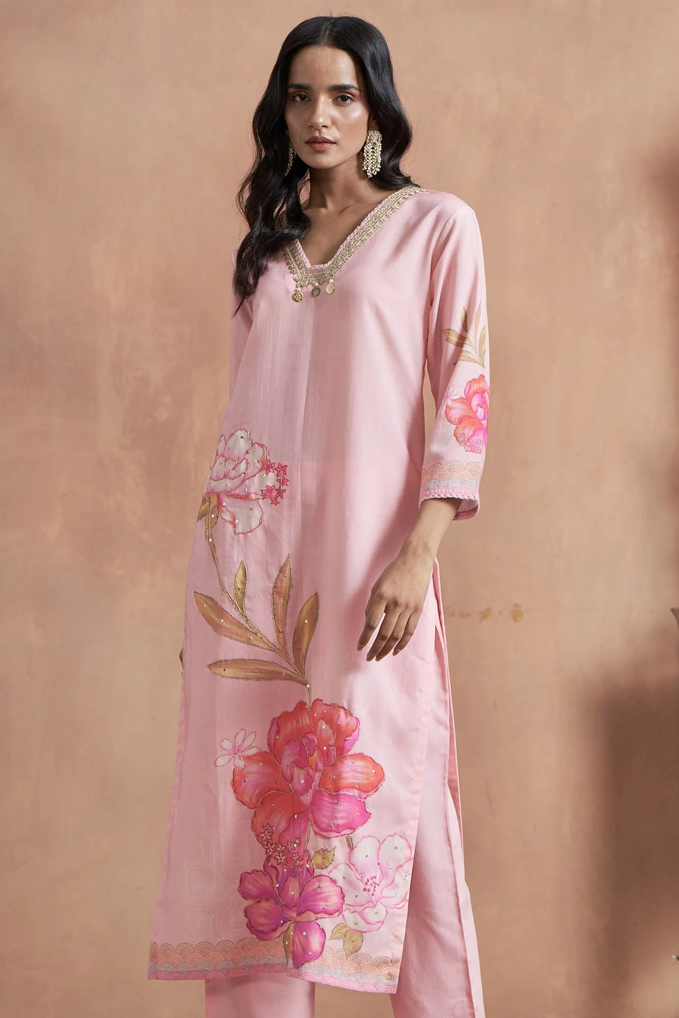 Printed Pink Kurta Set