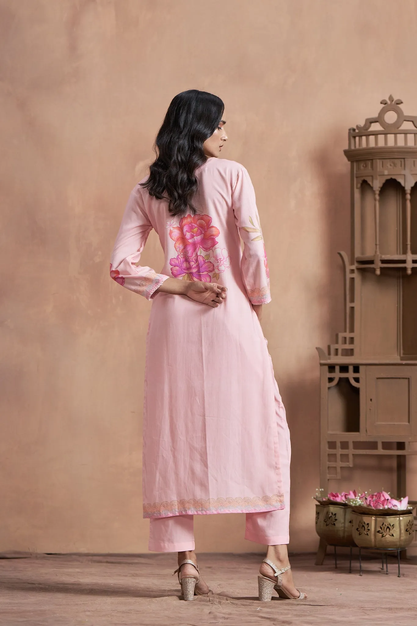Printed Pink Kurta Set