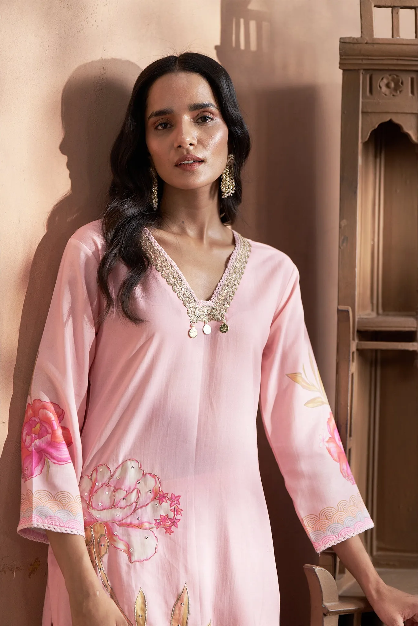 Printed Pink Kurta Set