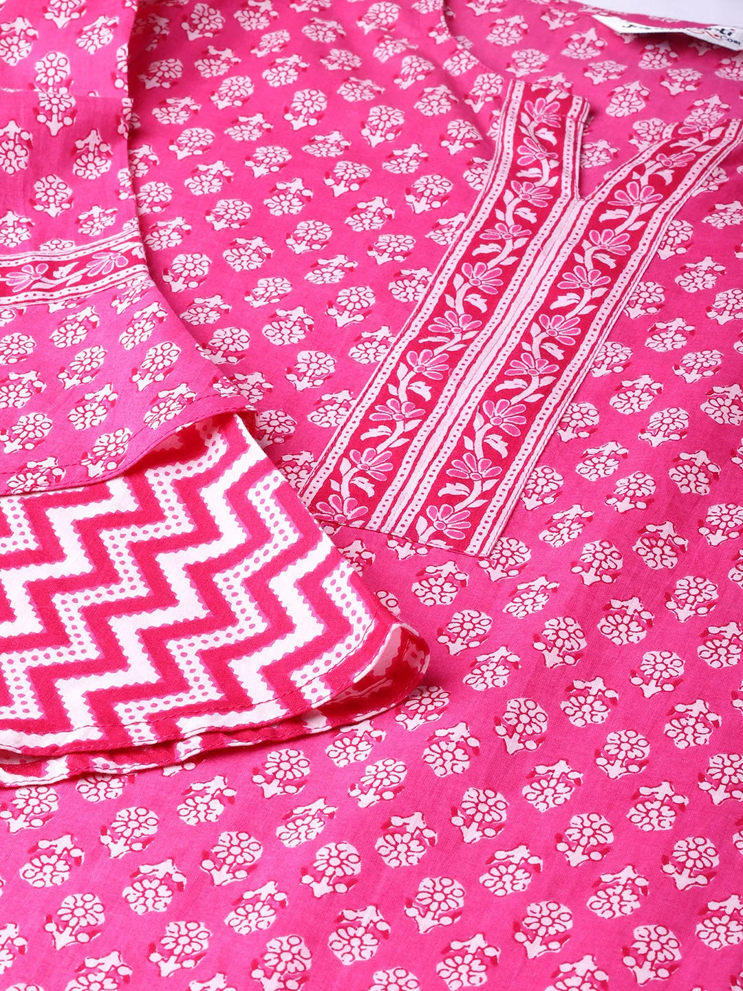 Printed Straight Kurta With Printed Palazzo And Dupatta