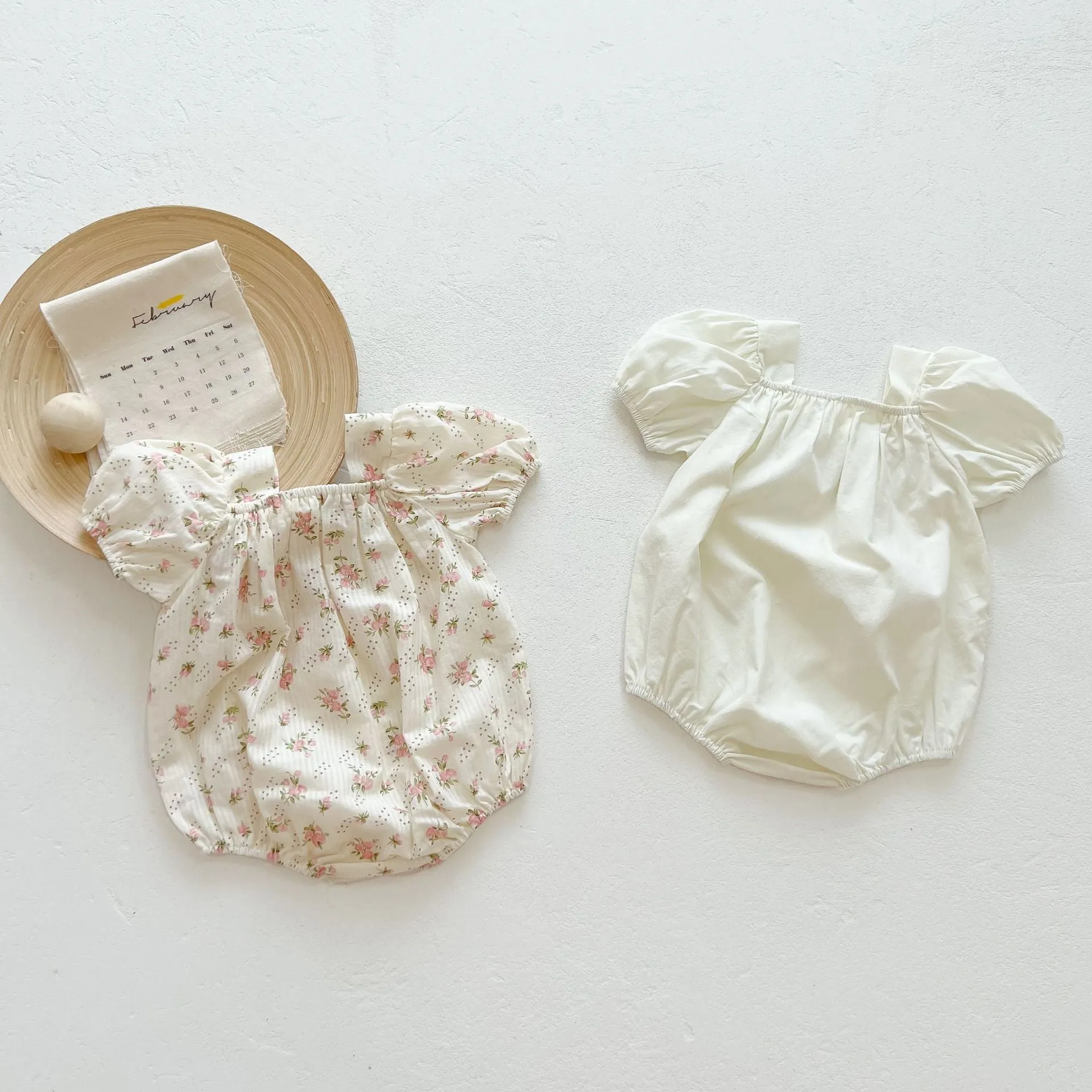 Puff Sleeve Bow Romper