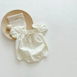 Puff Sleeve Bow Romper