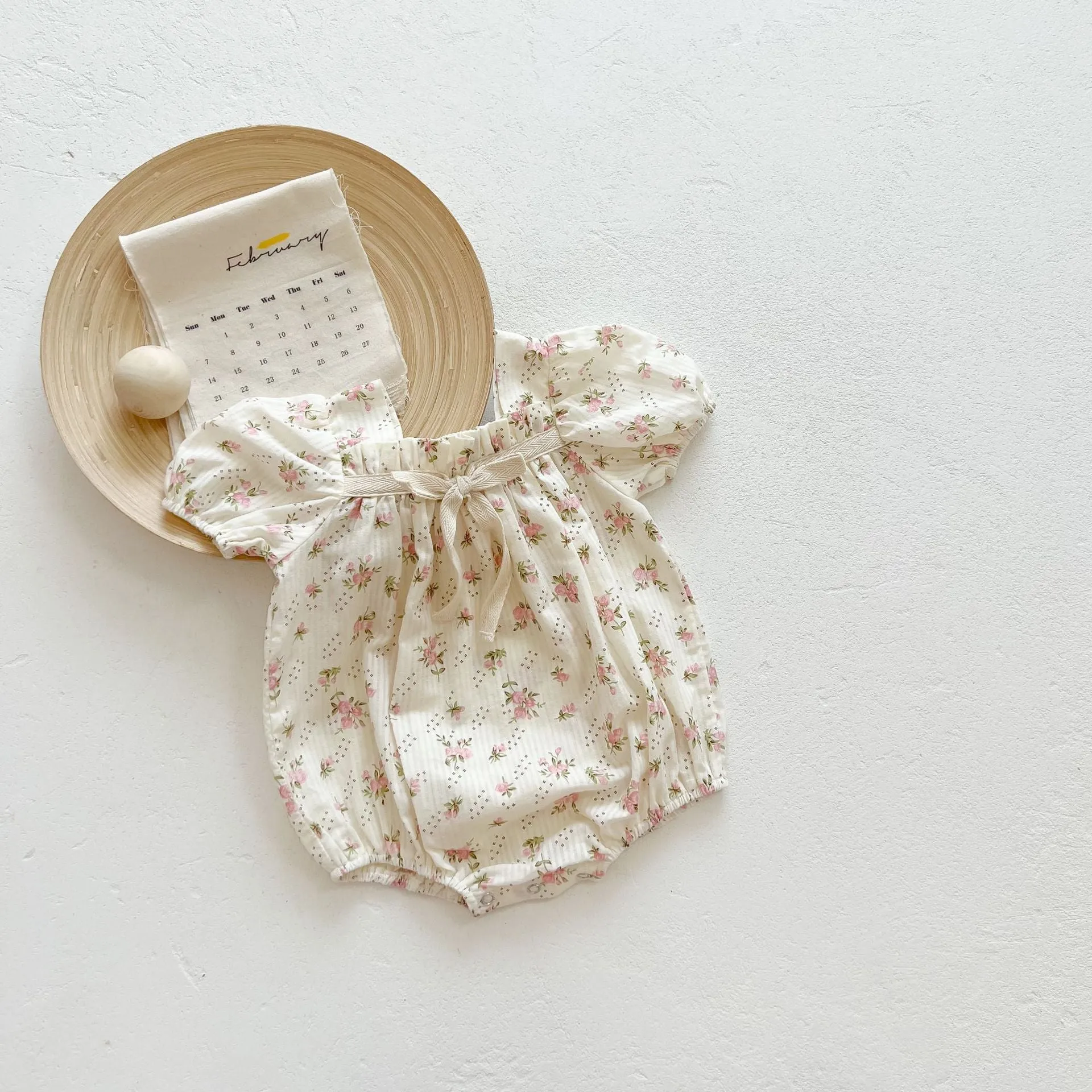 Puff Sleeve Bow Romper