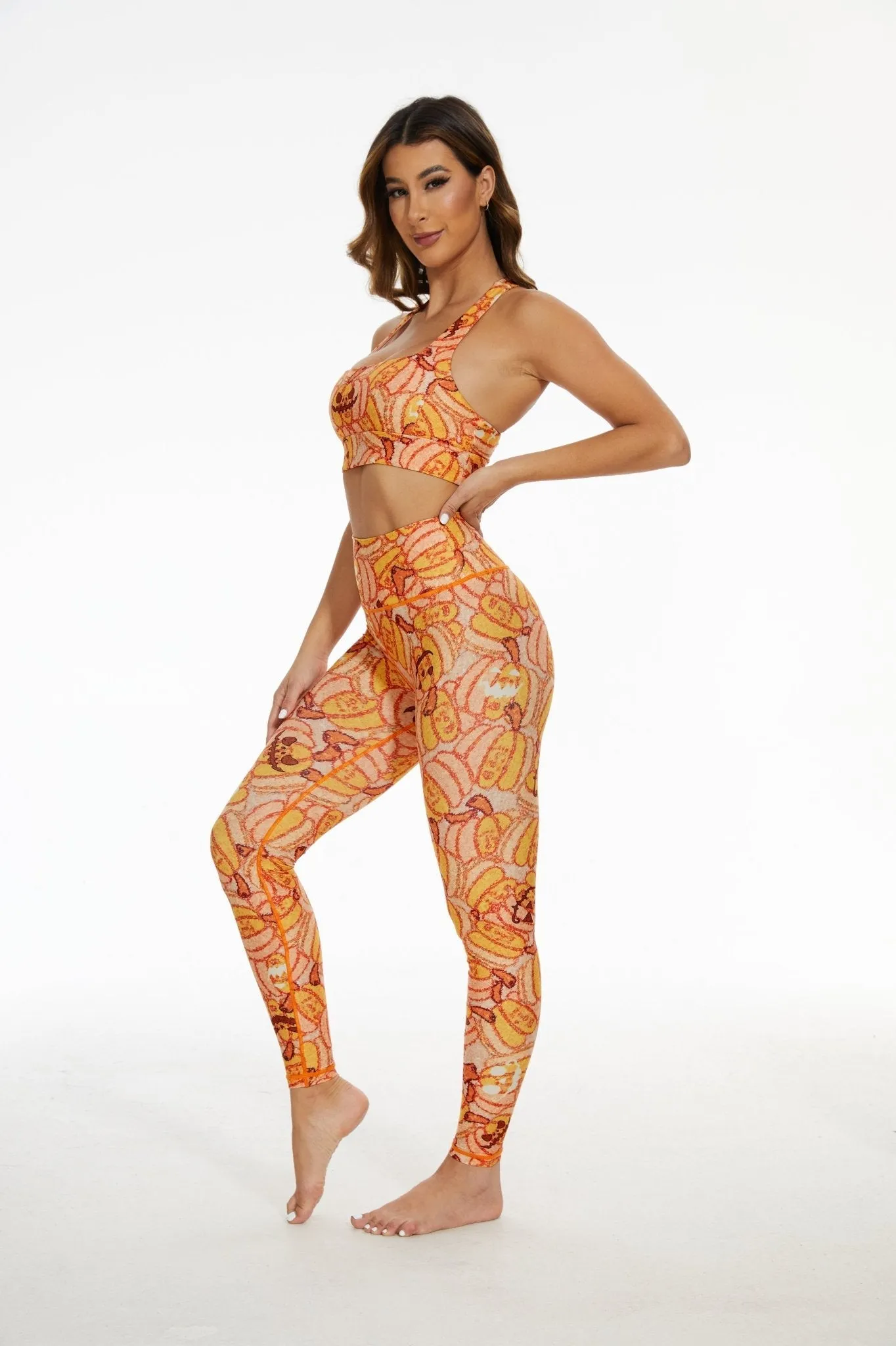 Pumpkin Spice Sculpt Leggings – Halloween Jack-O’-Lantern Print