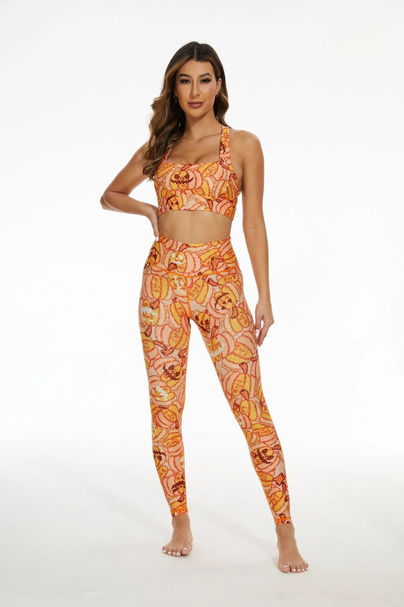 Pumpkin Spice Sculpt Leggings – Halloween Jack-O’-Lantern Print