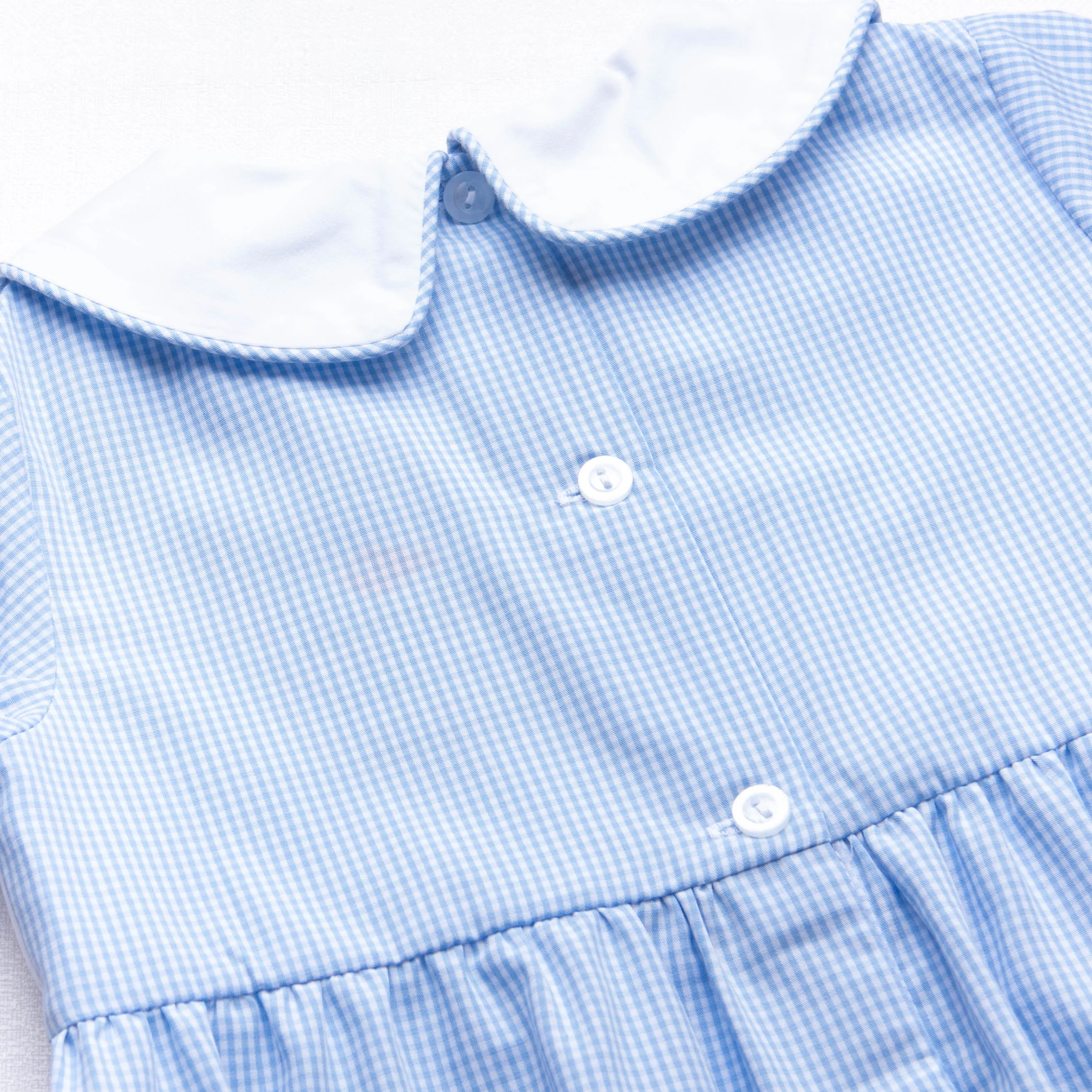 Puppy Smocked Romper, Blue