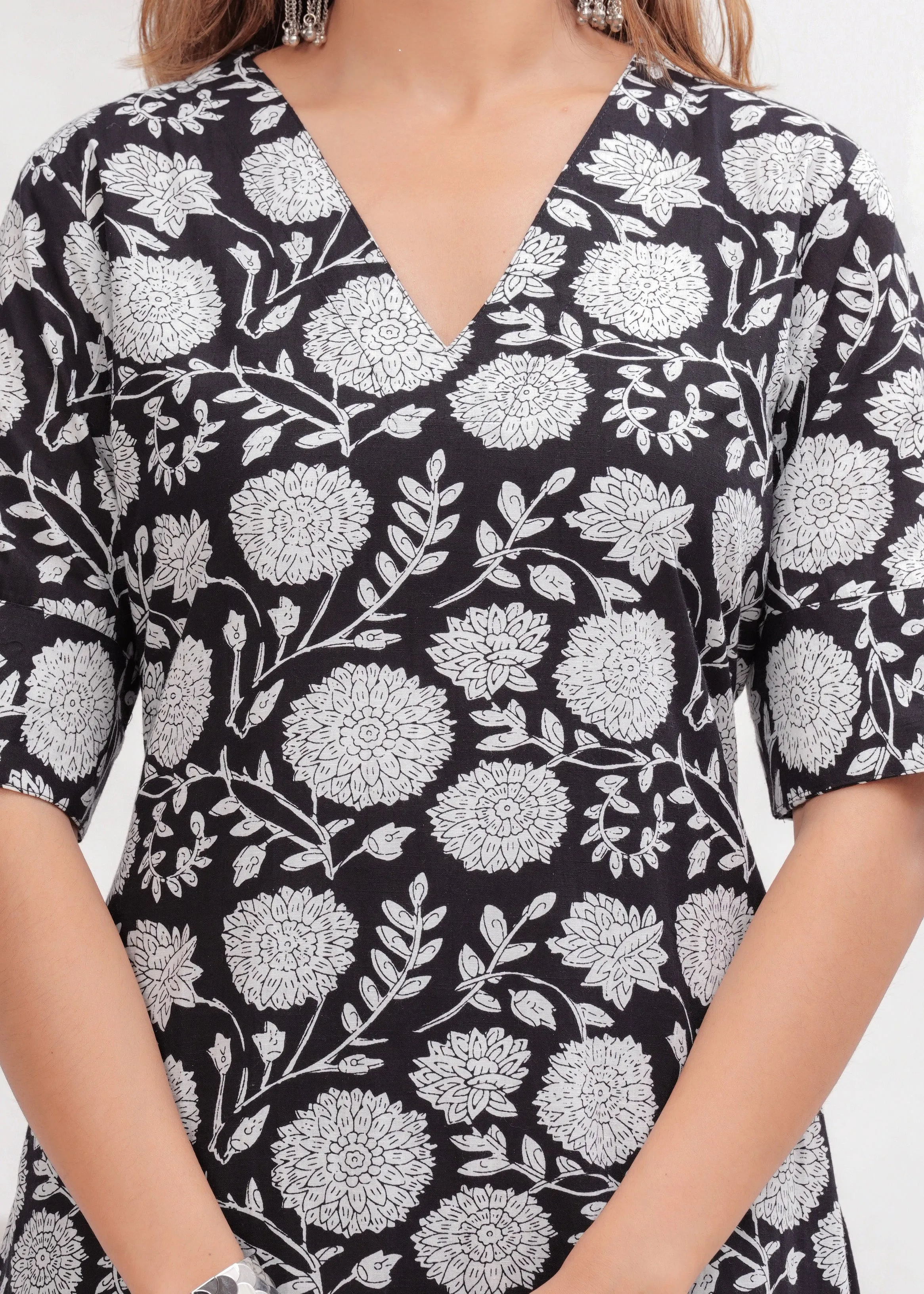 Pure Cotton Black Floral Co-ord set