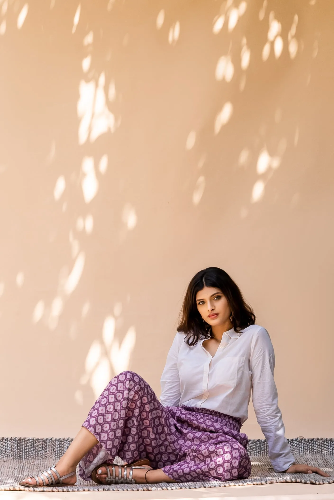 Purple Geometric Printed Liva Palazzo