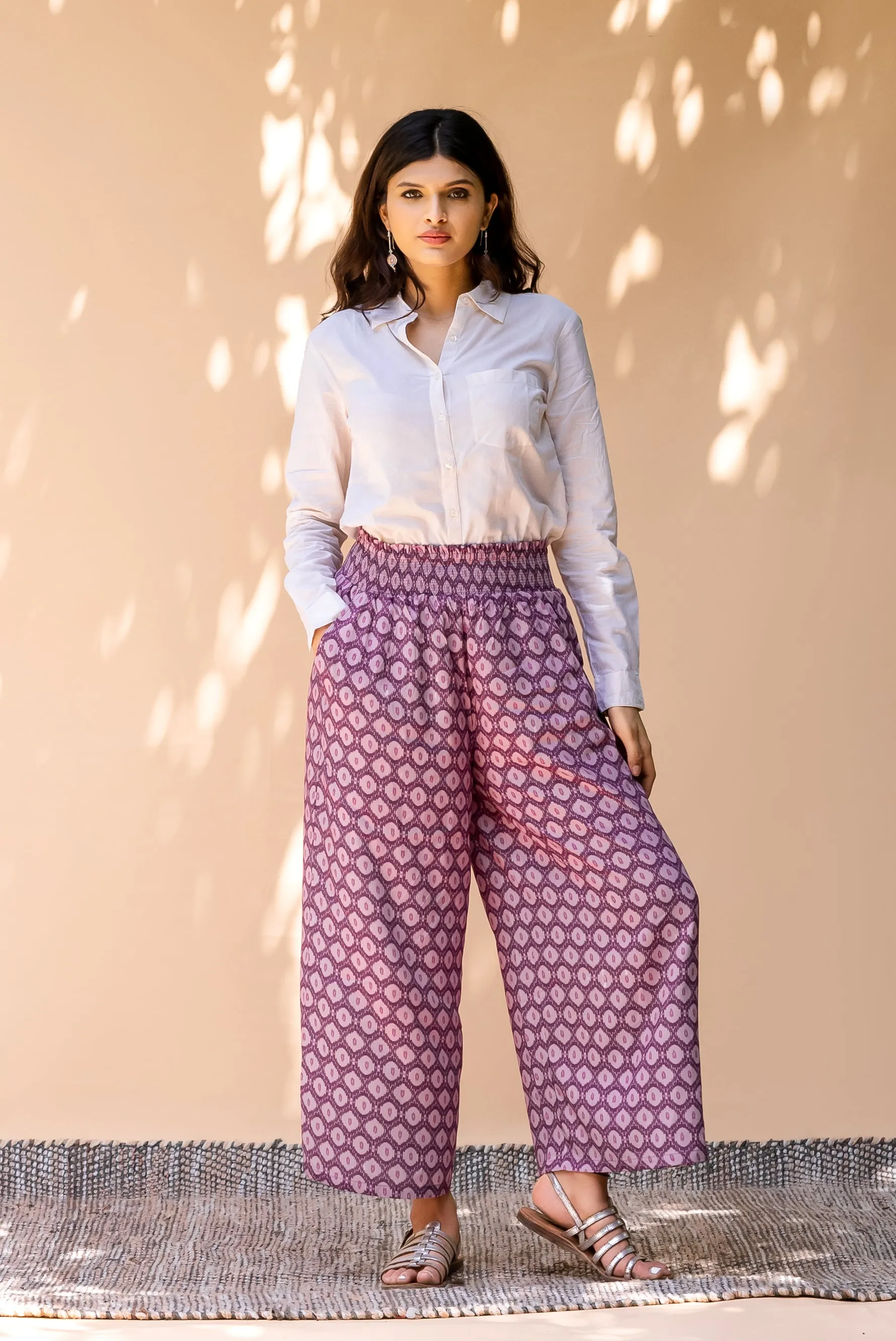 Purple Geometric Printed Liva Palazzo