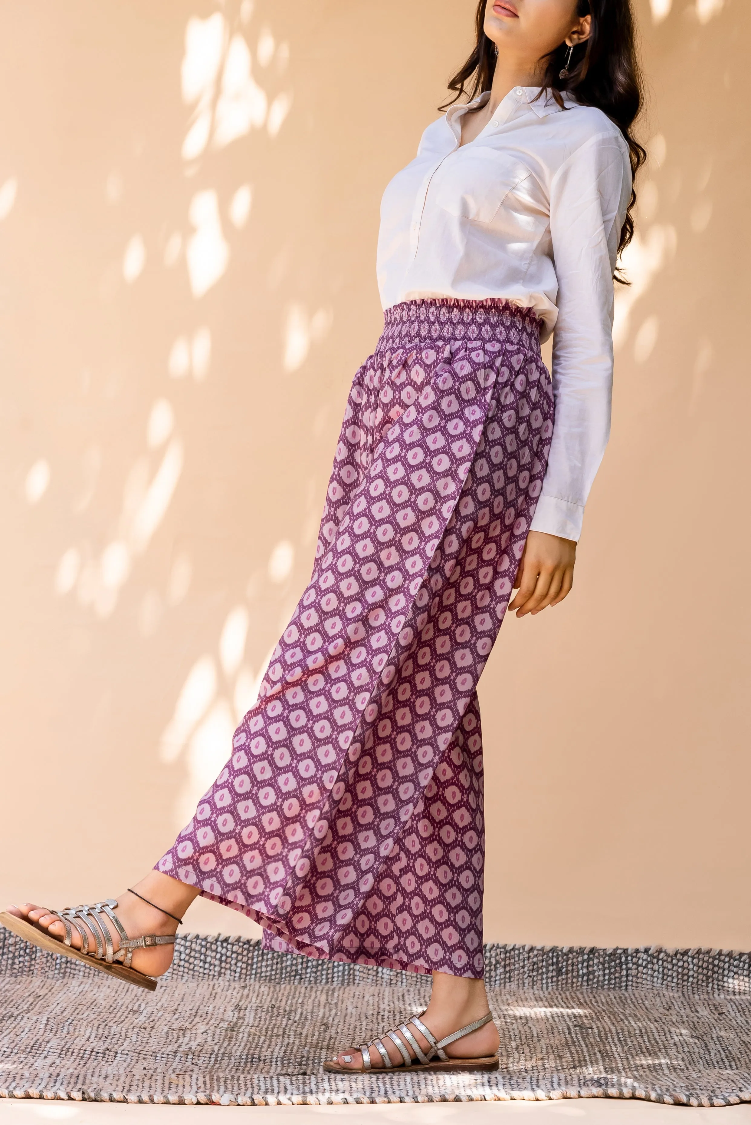 Purple Geometric Printed Liva Palazzo