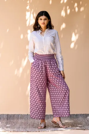 Purple Geometric Printed Liva Palazzo