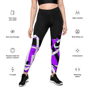 Purple Geometric Sports Leggings