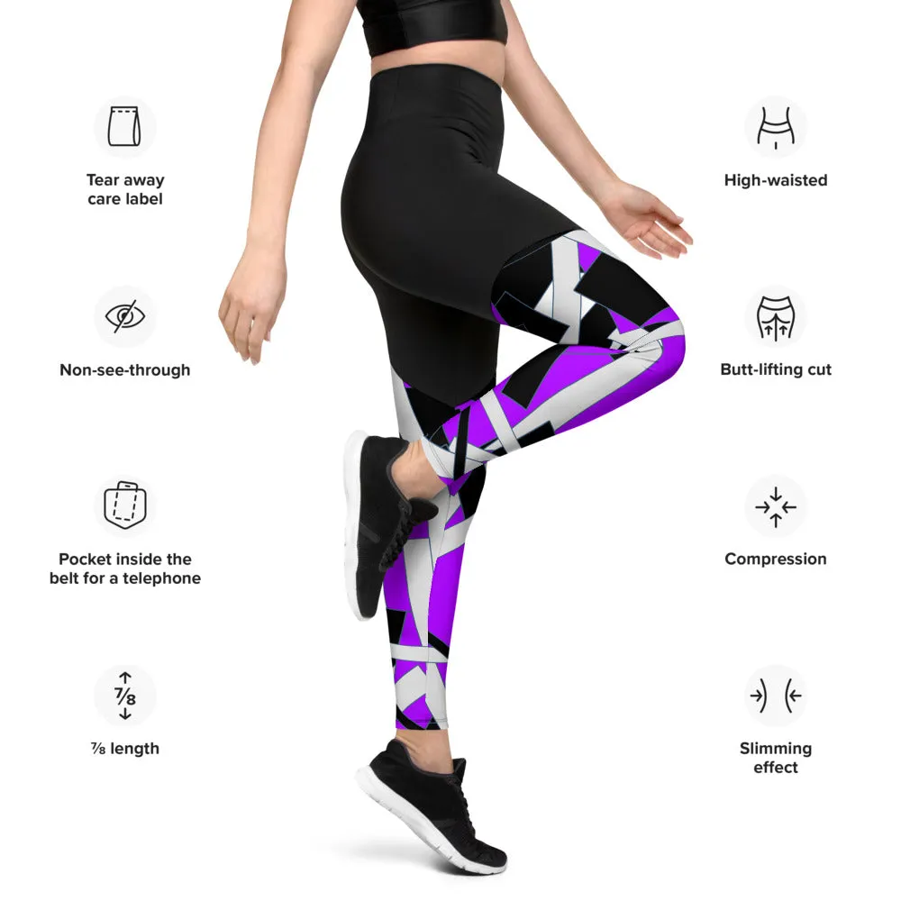 Purple Geometric Sports Leggings