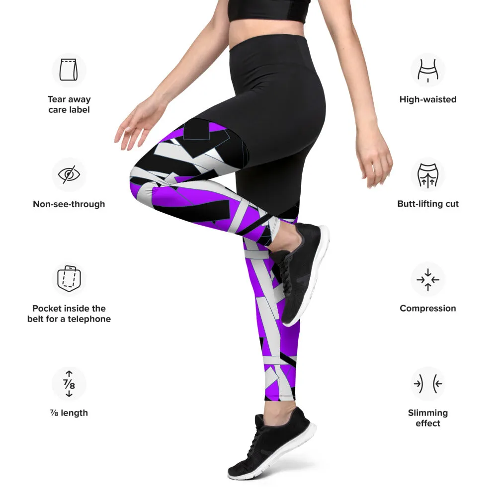 Purple Geometric Sports Leggings
