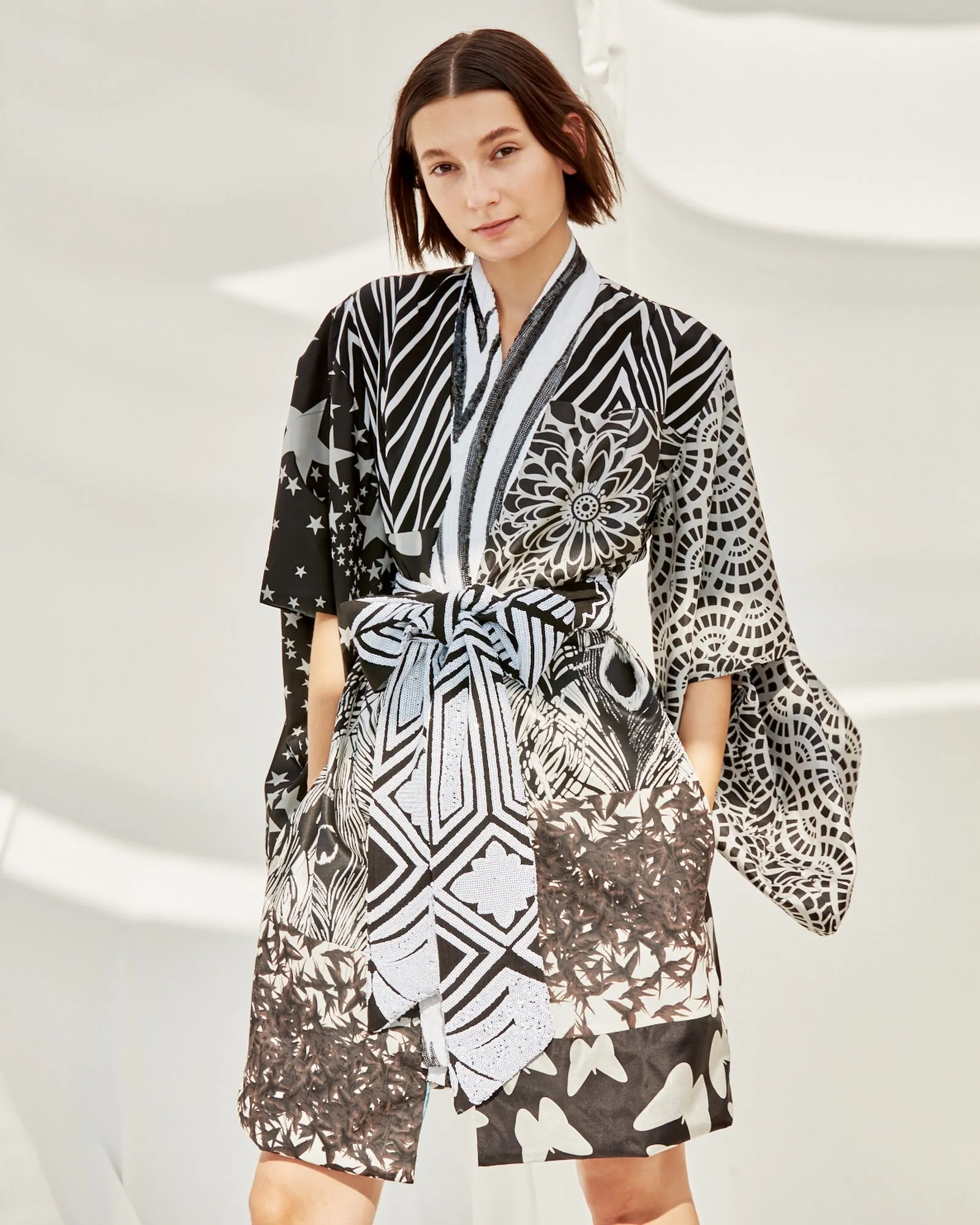 Purple Haze Kimono - Black & White