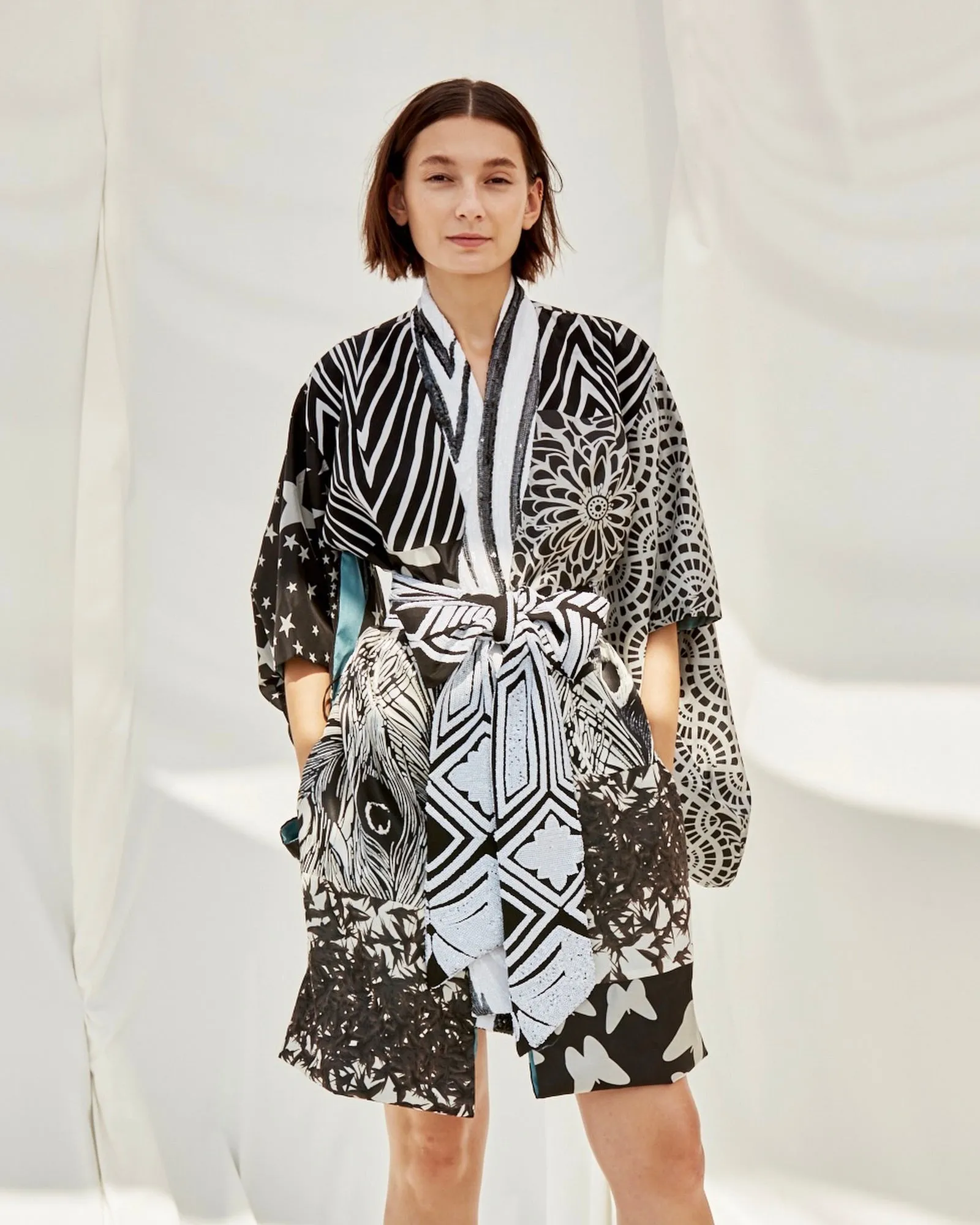 Purple Haze Kimono - Black & White