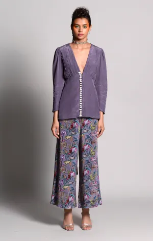 Purple Printed Top With Pants