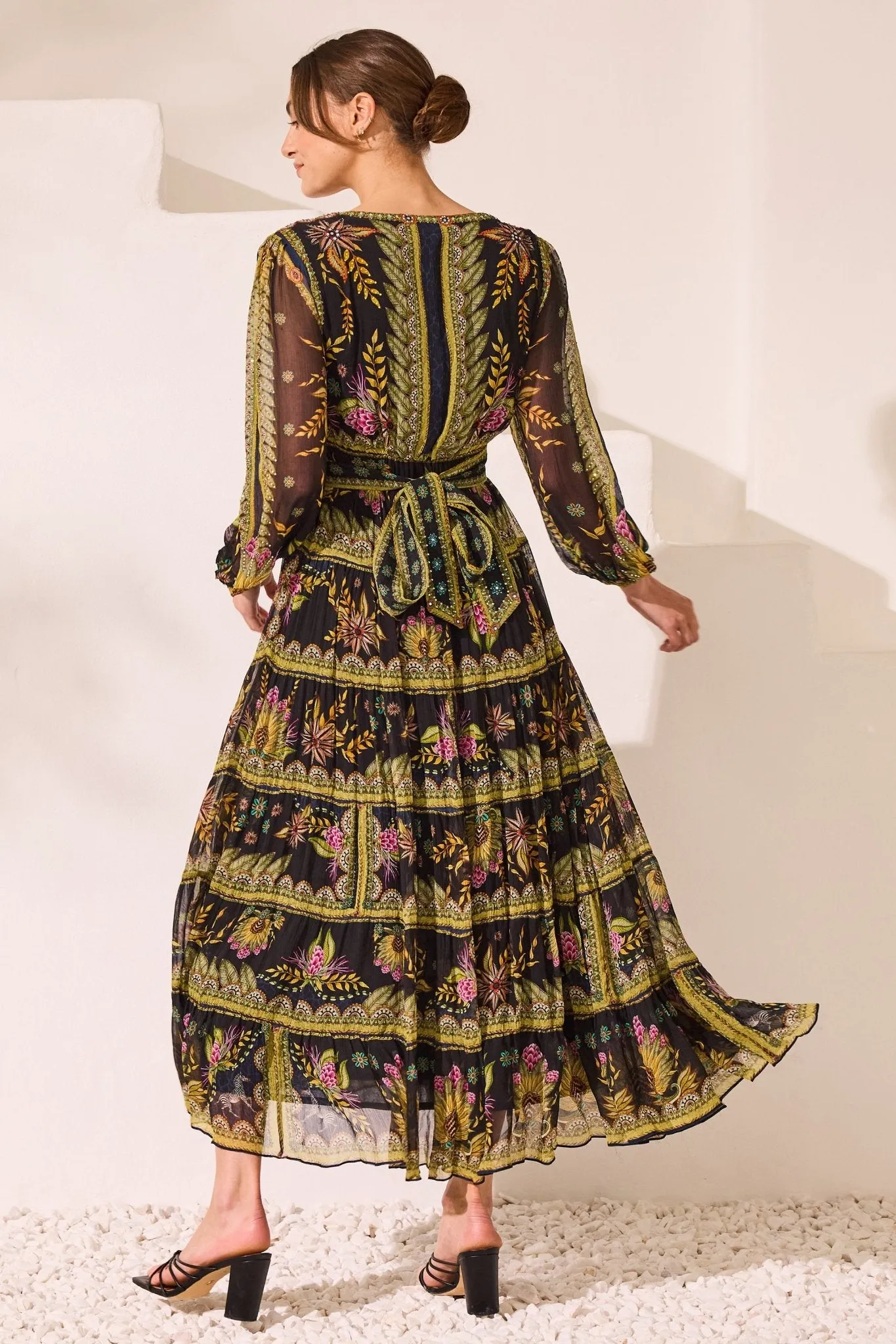 Queen Of Savannah Vn Shirred Maxi Dress