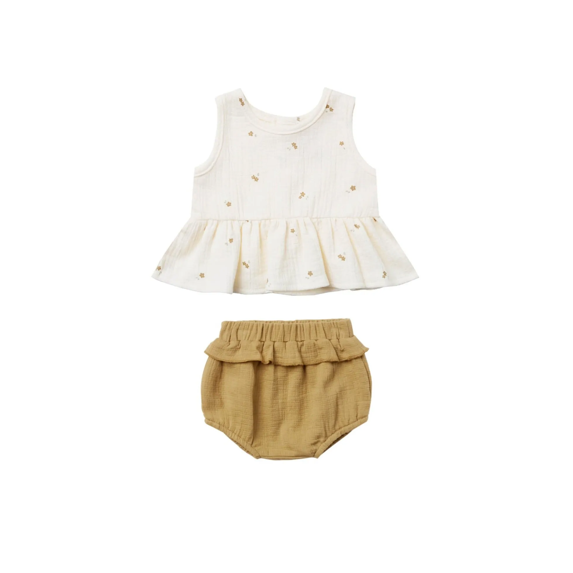 Quincy Mae Sleeveless Peplum Set - Ivory Gold