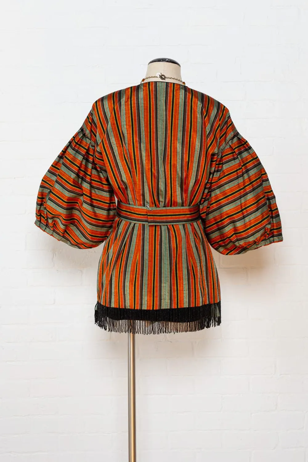 "Autumn Stripe" Reimagined Vintage Kimono - Kimono Zulu Artist Collaboration with Judy Masliyah