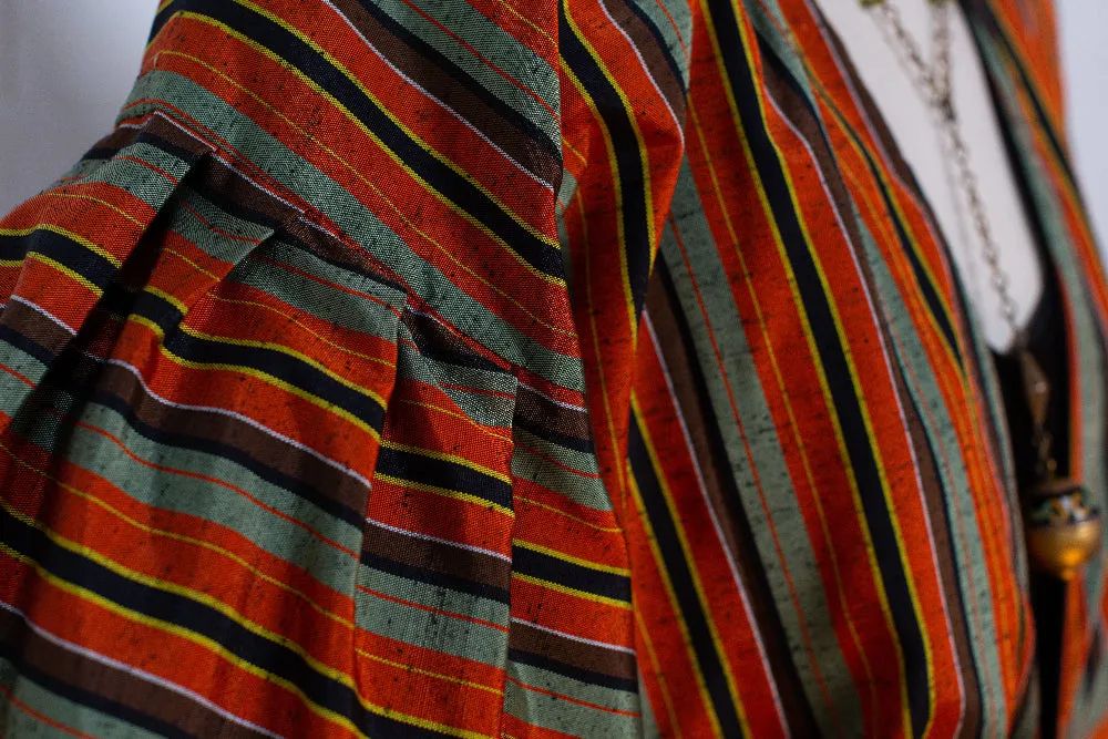 "Autumn Stripe" Reimagined Vintage Kimono - Kimono Zulu Artist Collaboration with Judy Masliyah