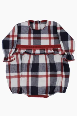 "Blakely" Navy & Red Tartan Romper