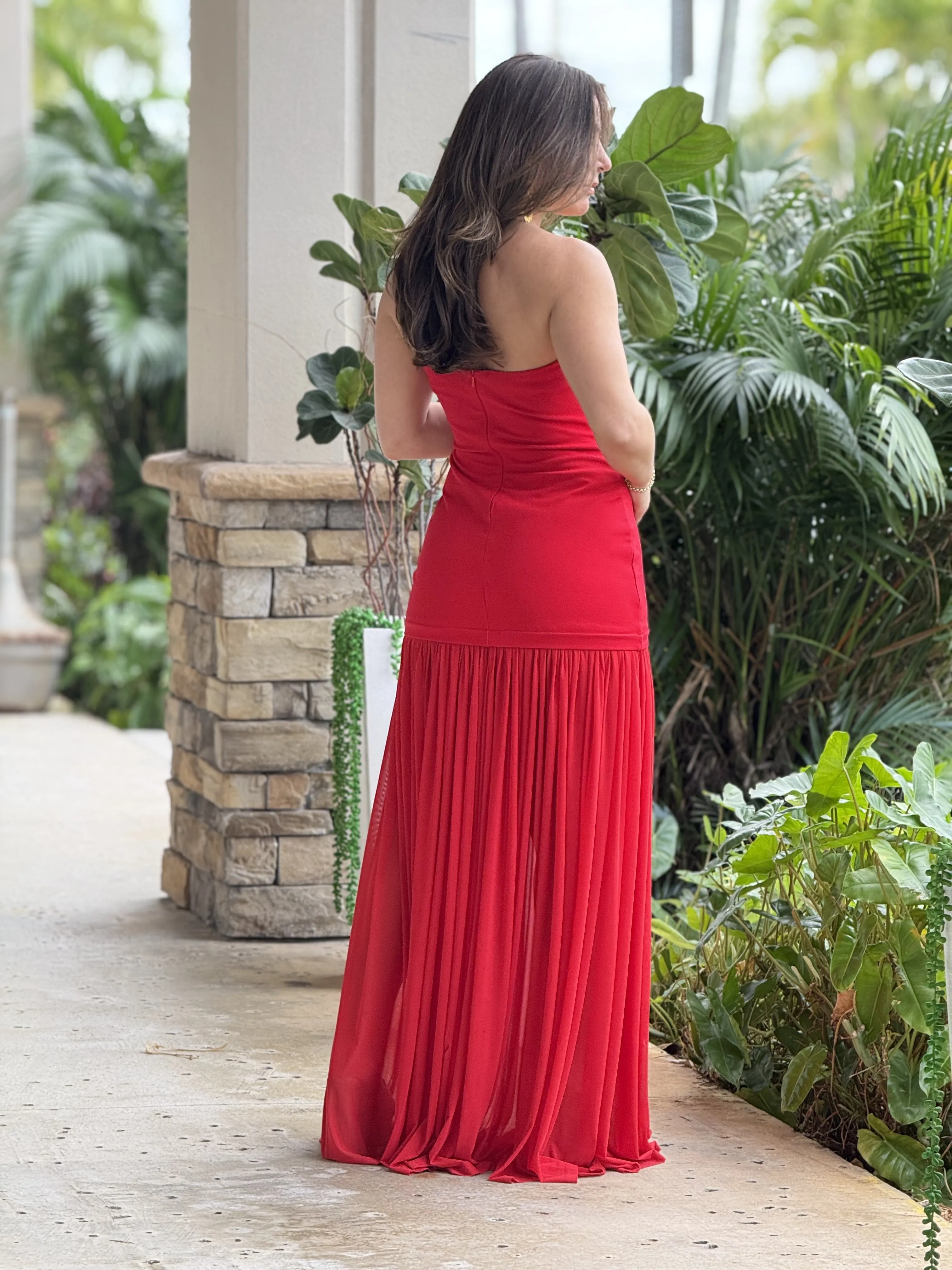 "Candy" Tube Maxi Dress With Shirred Chiffon