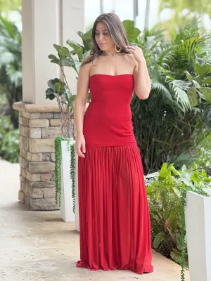 "Candy" Tube Maxi Dress With Shirred Chiffon