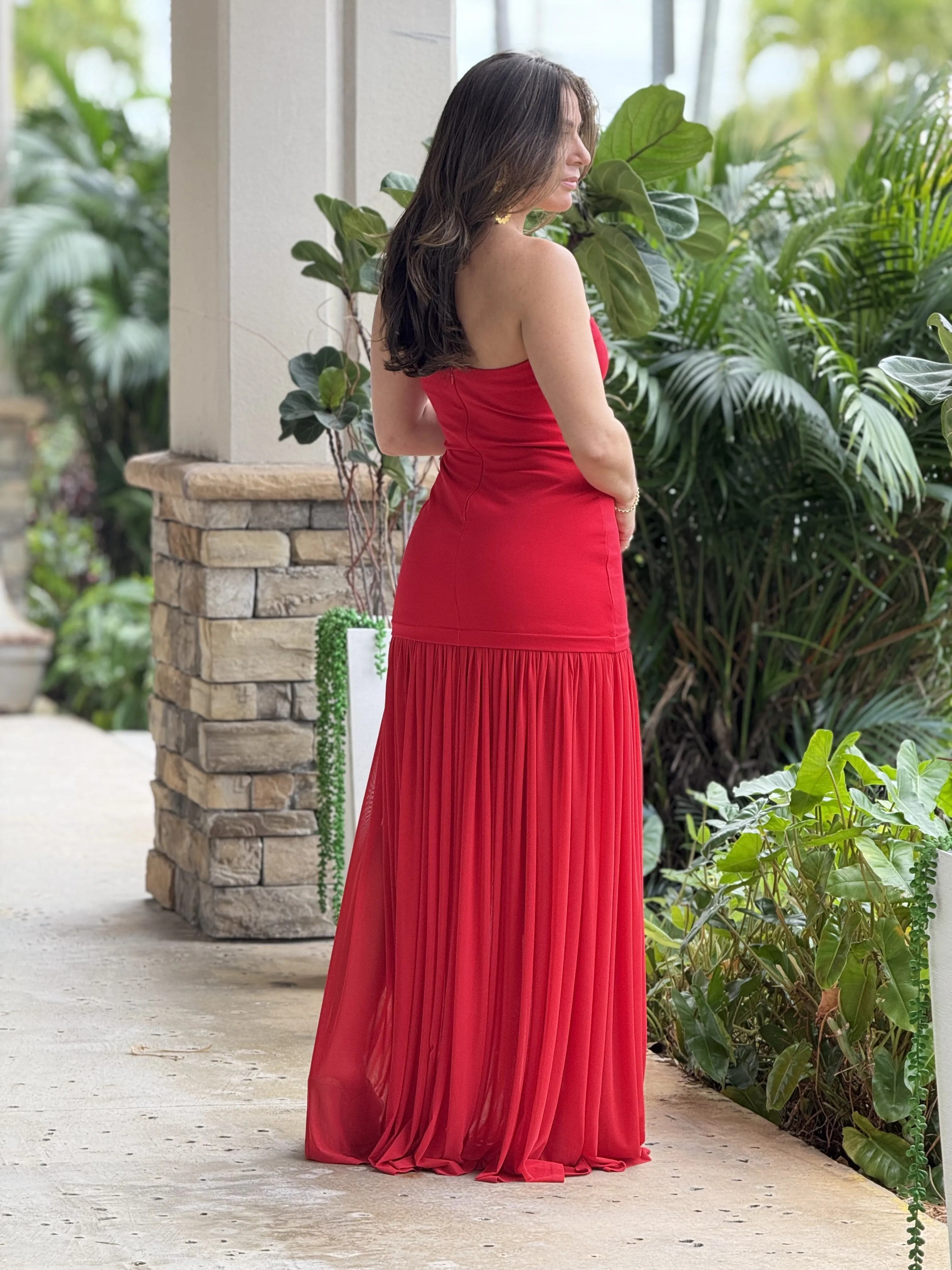 "Candy" Tube Maxi Dress With Shirred Chiffon