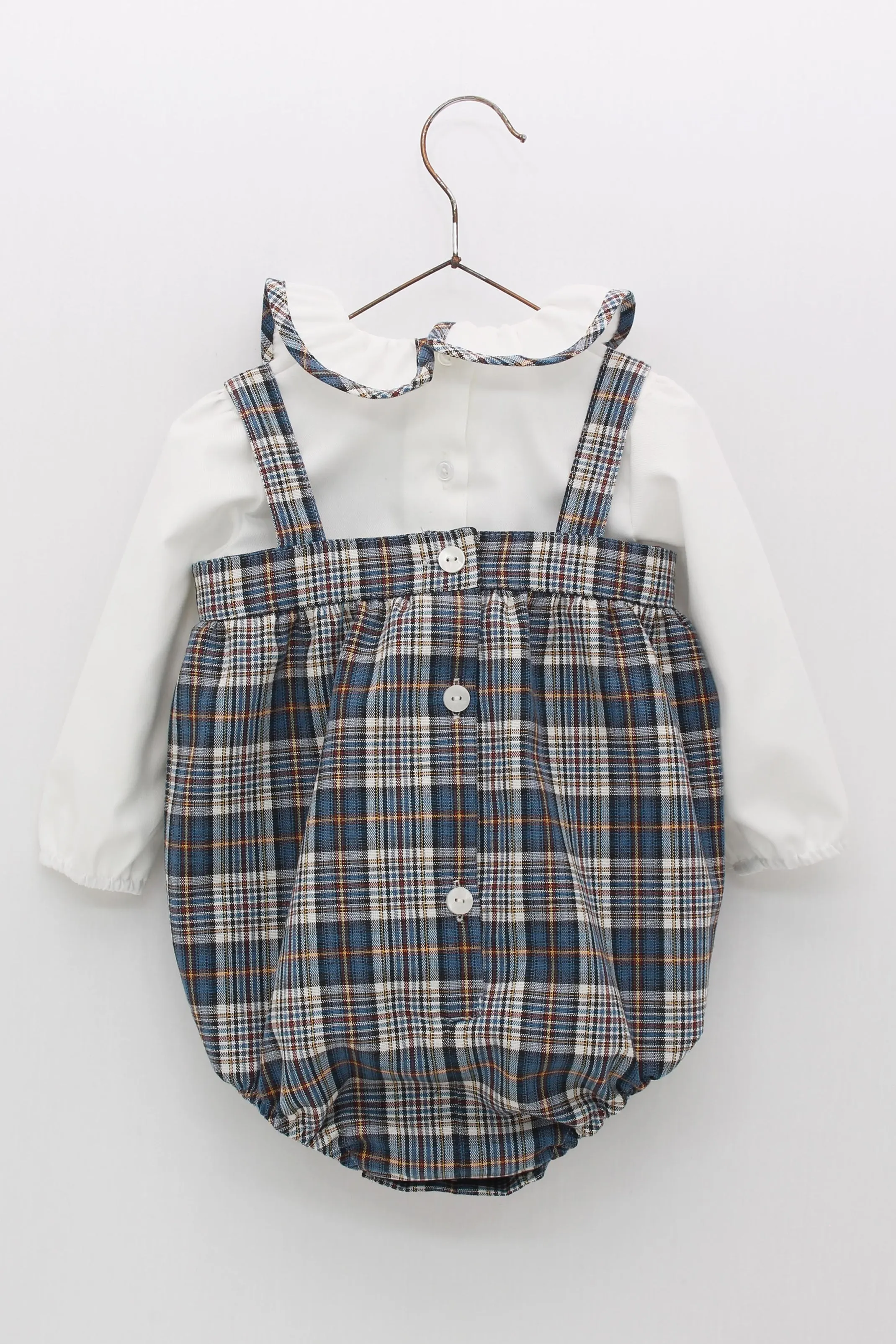 "Edwin" Petrol Blue Tartan Romper