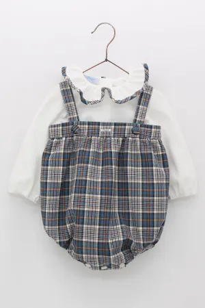 "Edwin" Petrol Blue Tartan Romper