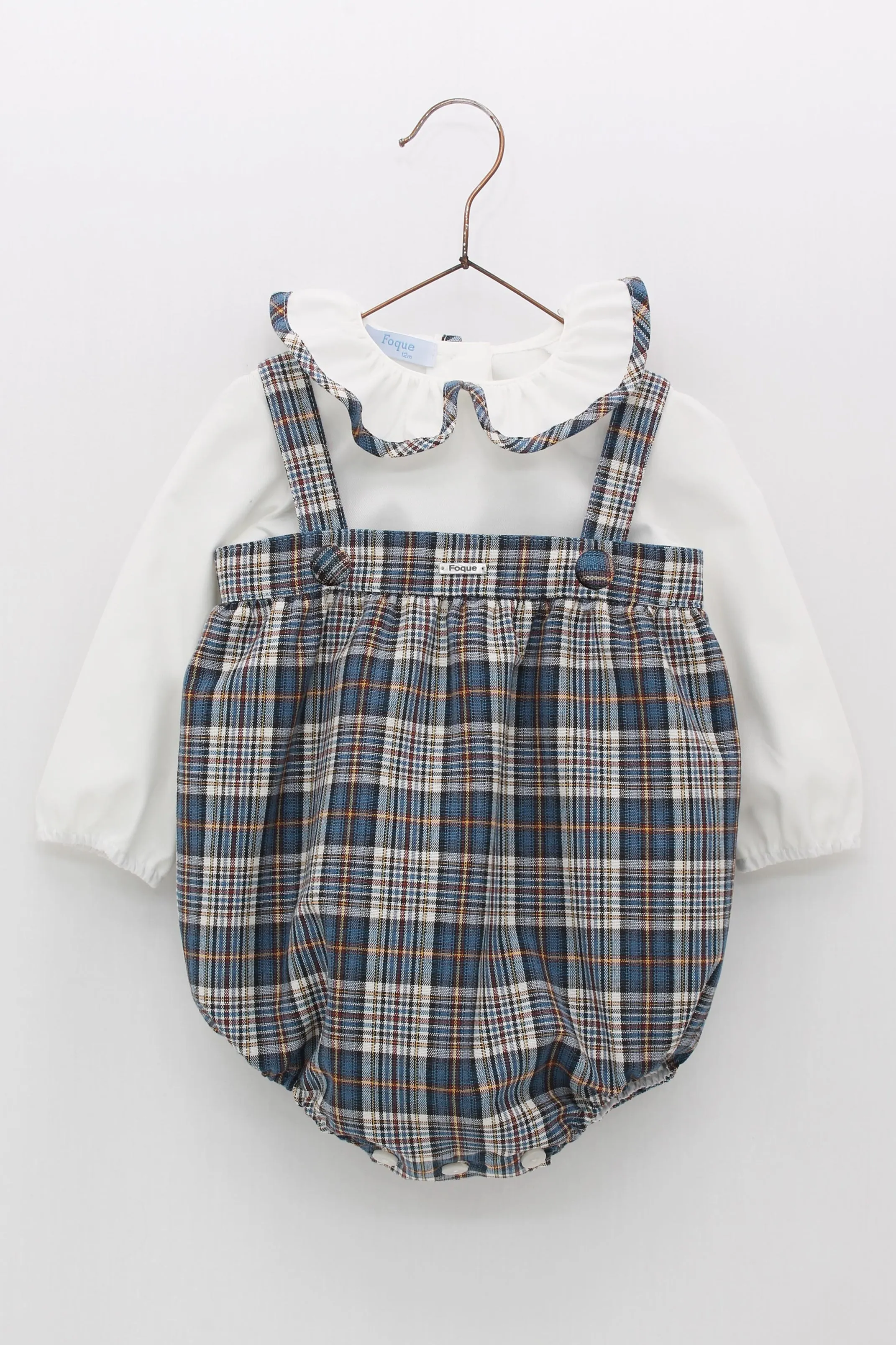 "Edwin" Petrol Blue Tartan Romper