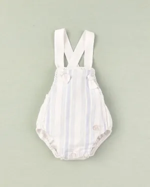 "Eliah" Blue Striped Dungaree Romper