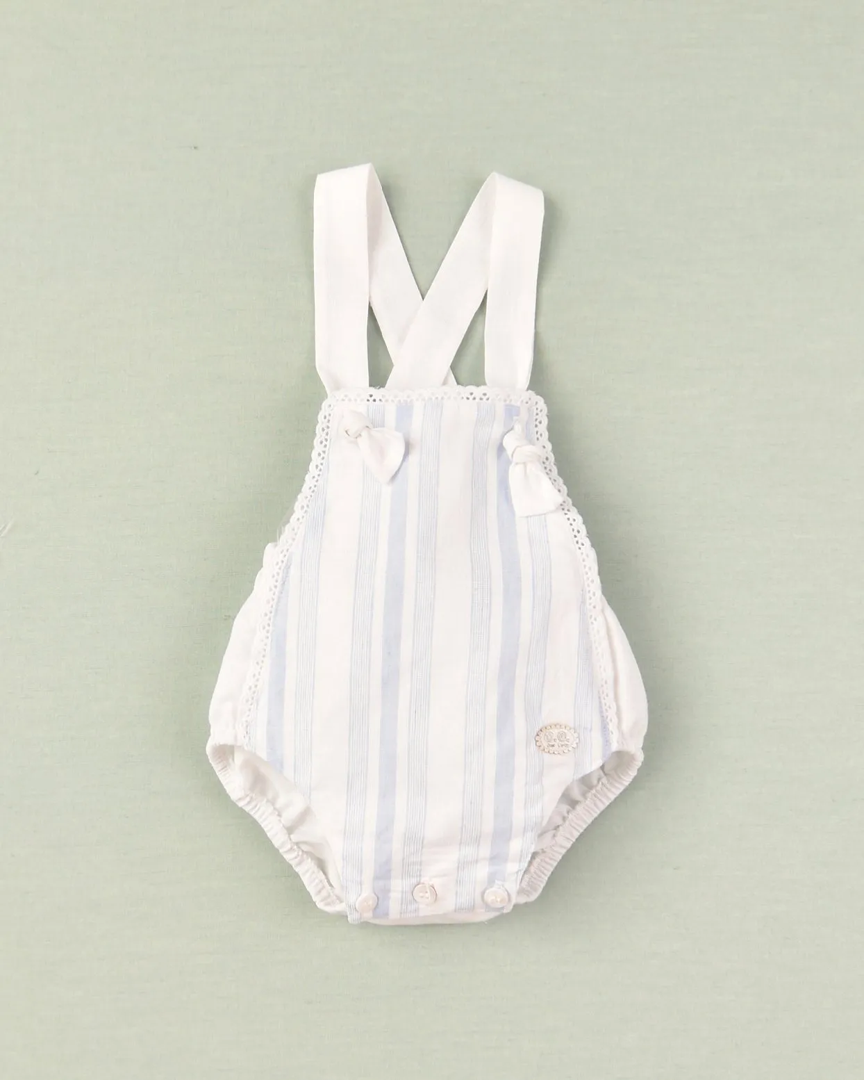 "Eliah" Blue Striped Dungaree Romper
