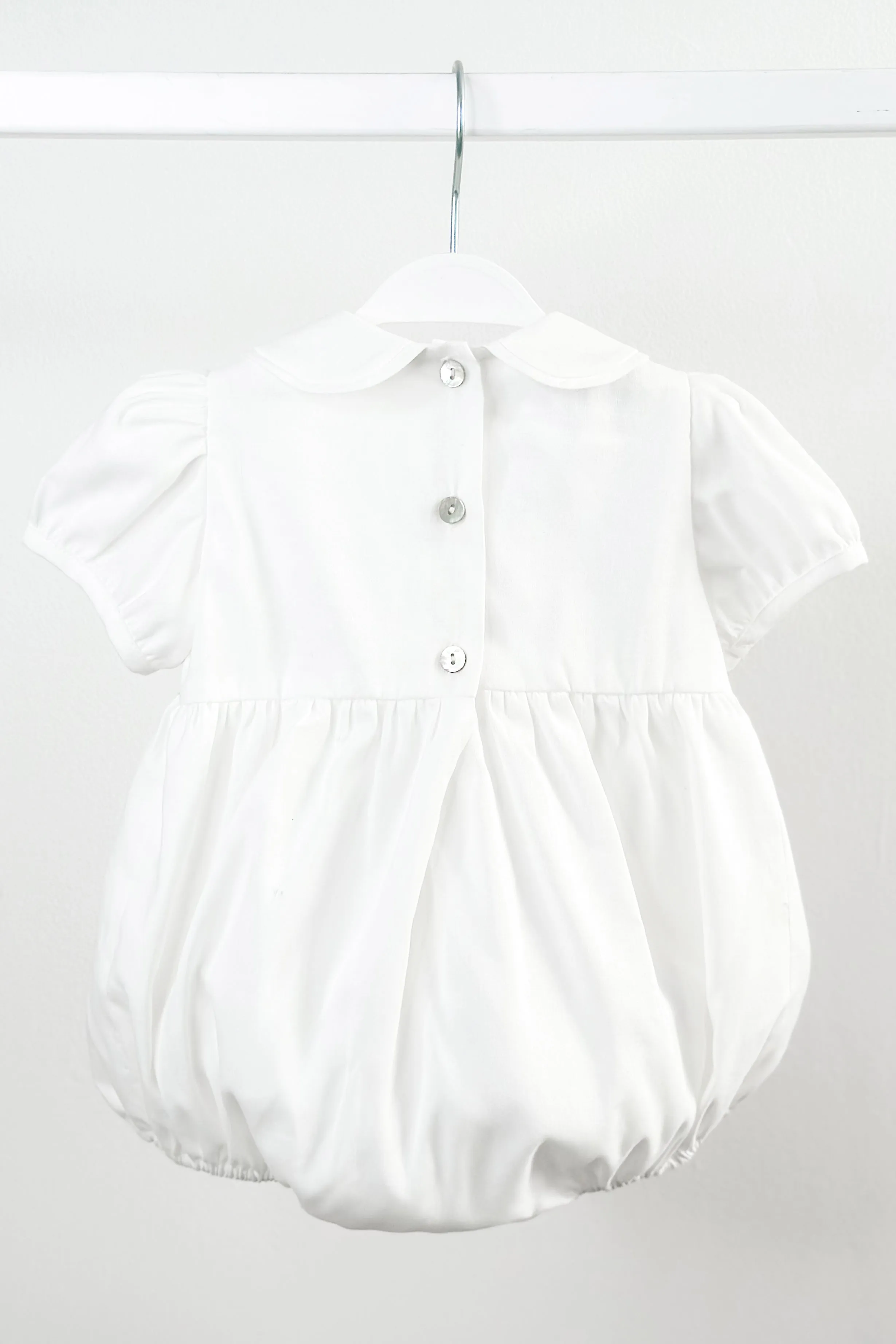 "Elias" White & Blue Smocked Romper
