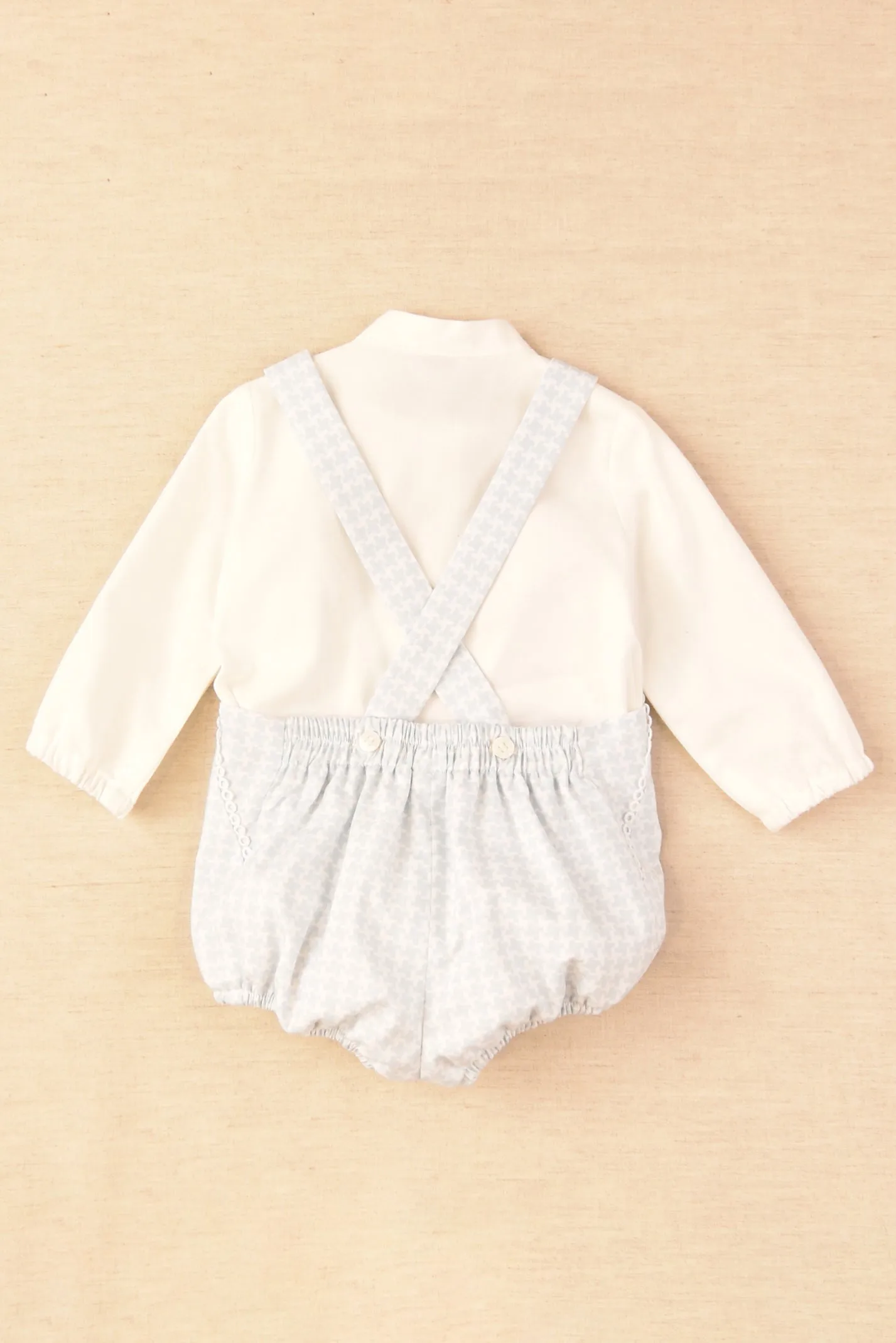 "Franco" Blue Houndstooth Dungaree Romper Set