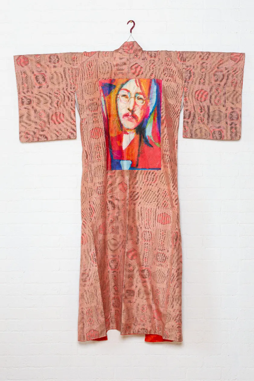 "John Lennon" Reimagined Vintage Kimono - Kimono Zulu Artist Collaboration with David Adickes
