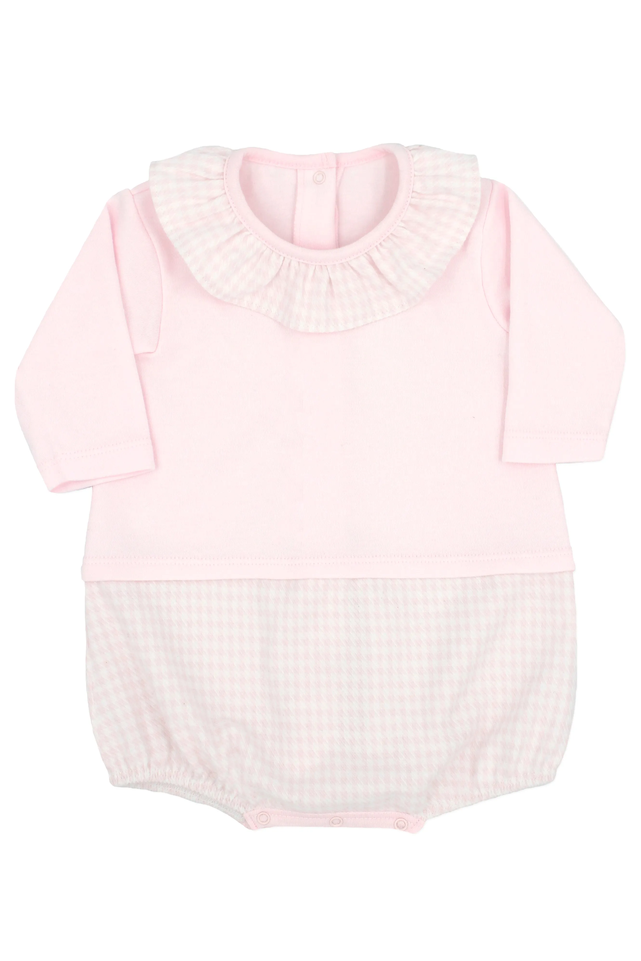 "Maryam" Pink Houndstooth Romper