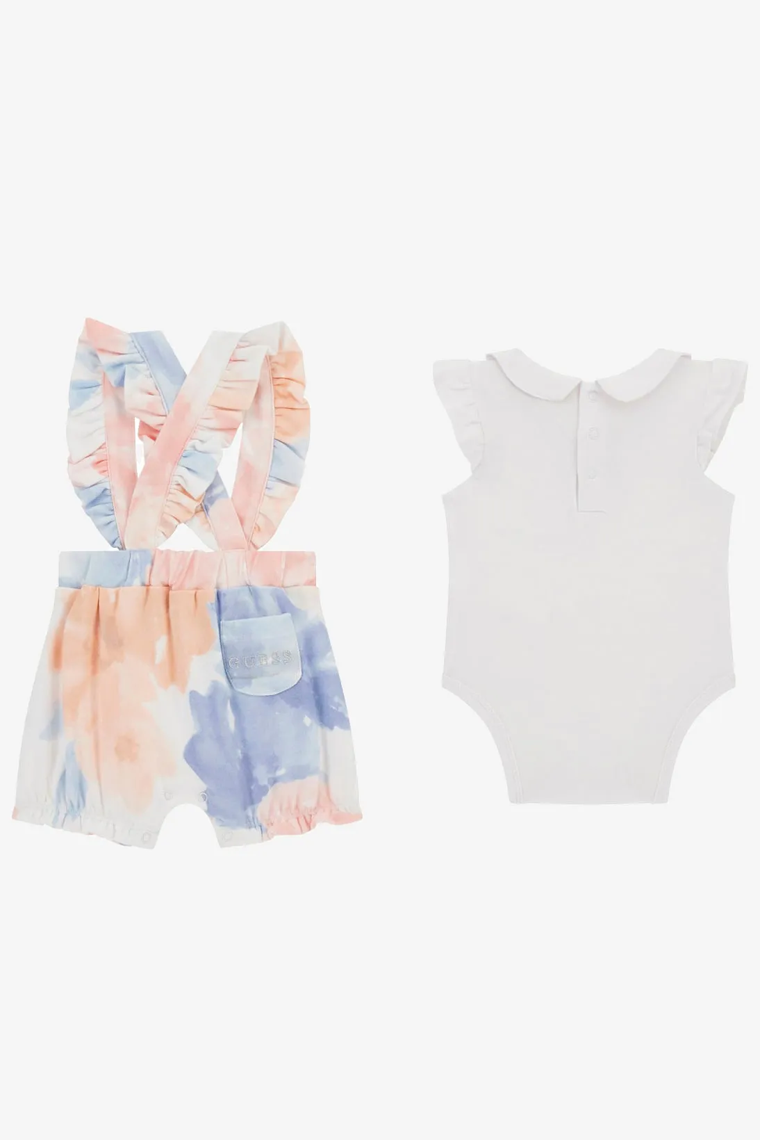 "Primrose" Pink & Blue Tie-Dye Shortalls Set