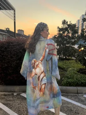 "Préservons la Création" WITH BONUS ART - Reimagined Vintage Kimono - Kimono Zulu Artist Collaboration with Mr.D 1987
