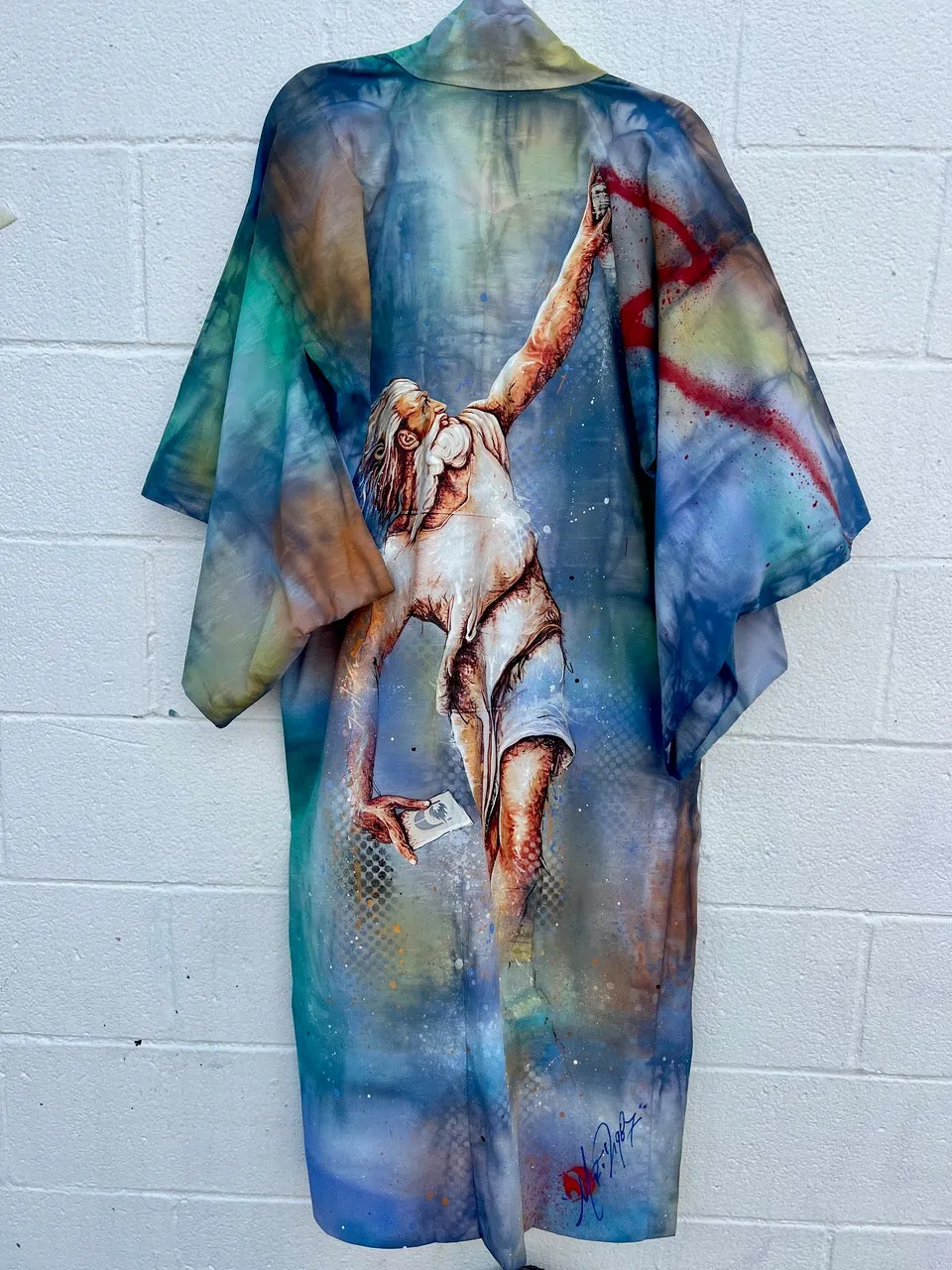 "Préservons la Création" WITH BONUS ART - Reimagined Vintage Kimono - Kimono Zulu Artist Collaboration with Mr.D 1987